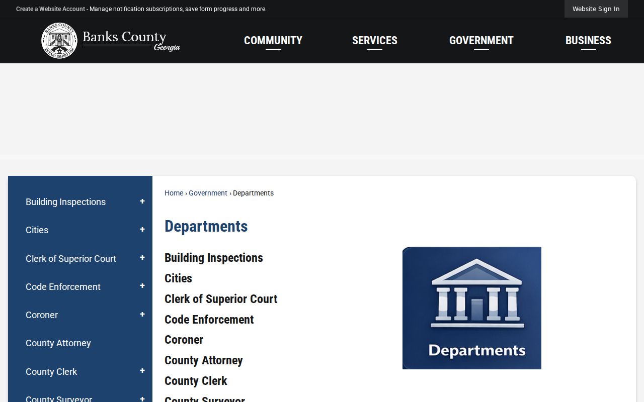 Banks County departments directory for locating court offices