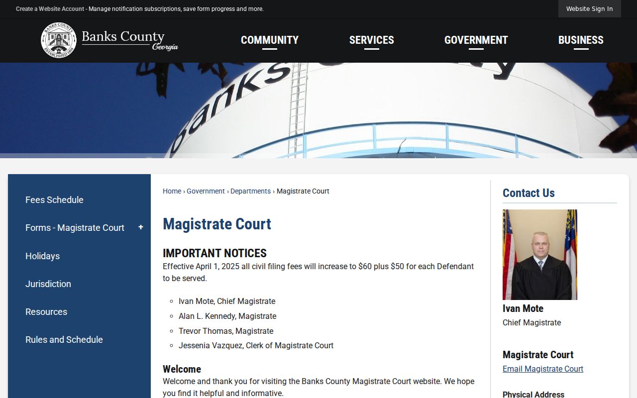 Banks County civil docket Magistrate Court source