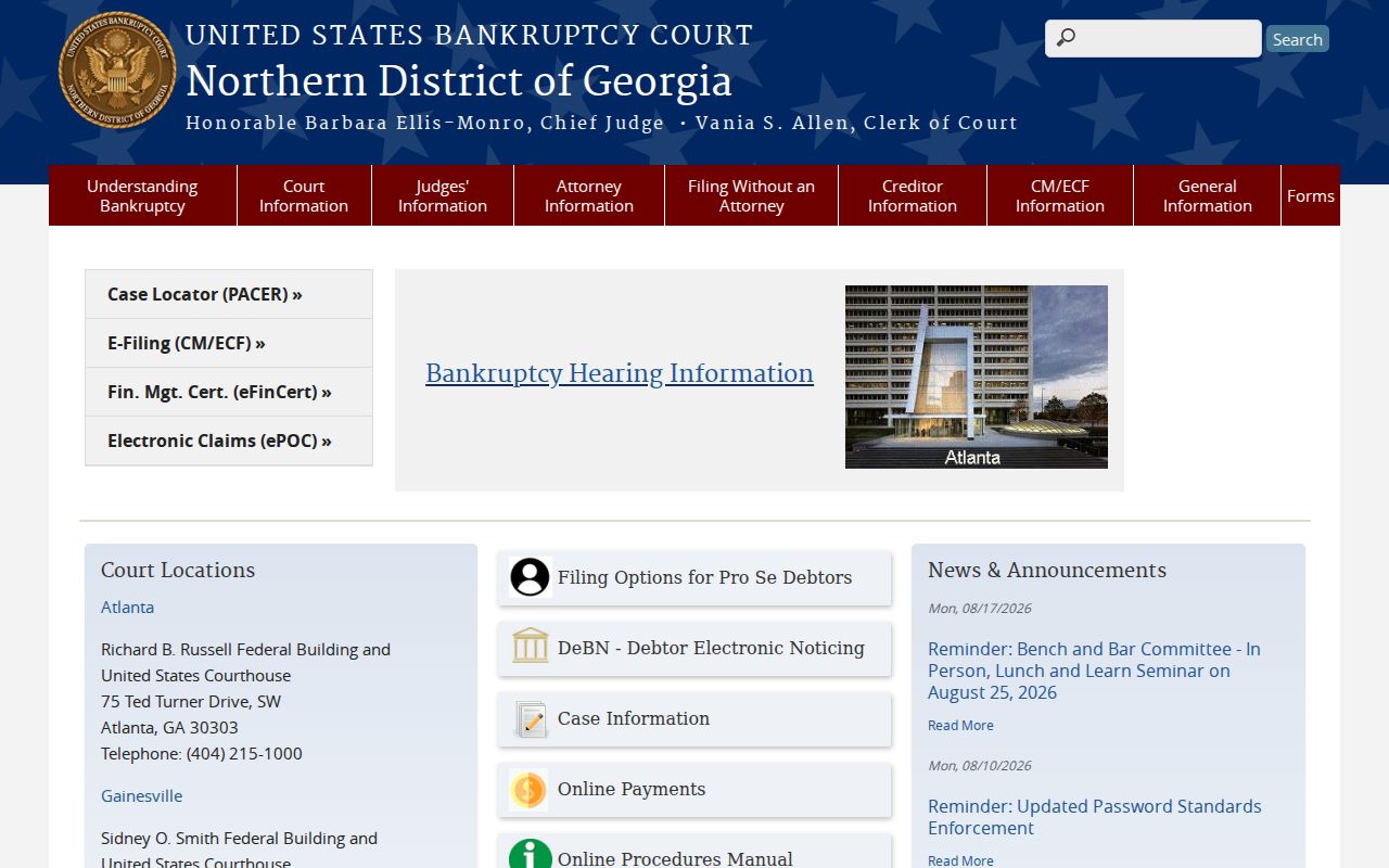 Bankruptcy court for Banks County federal records
